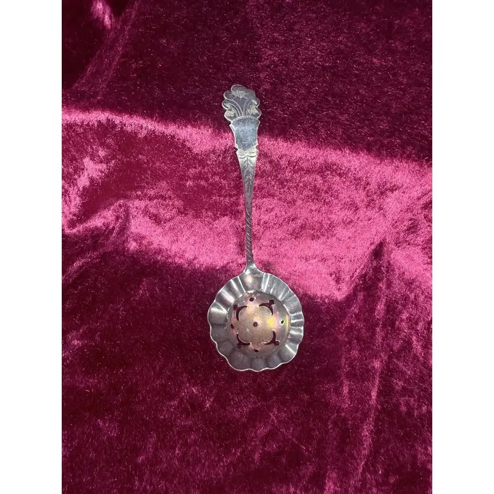 Vintage Silverplate Sugar Sifter Spoon – Pierced Bowl Floral Handle